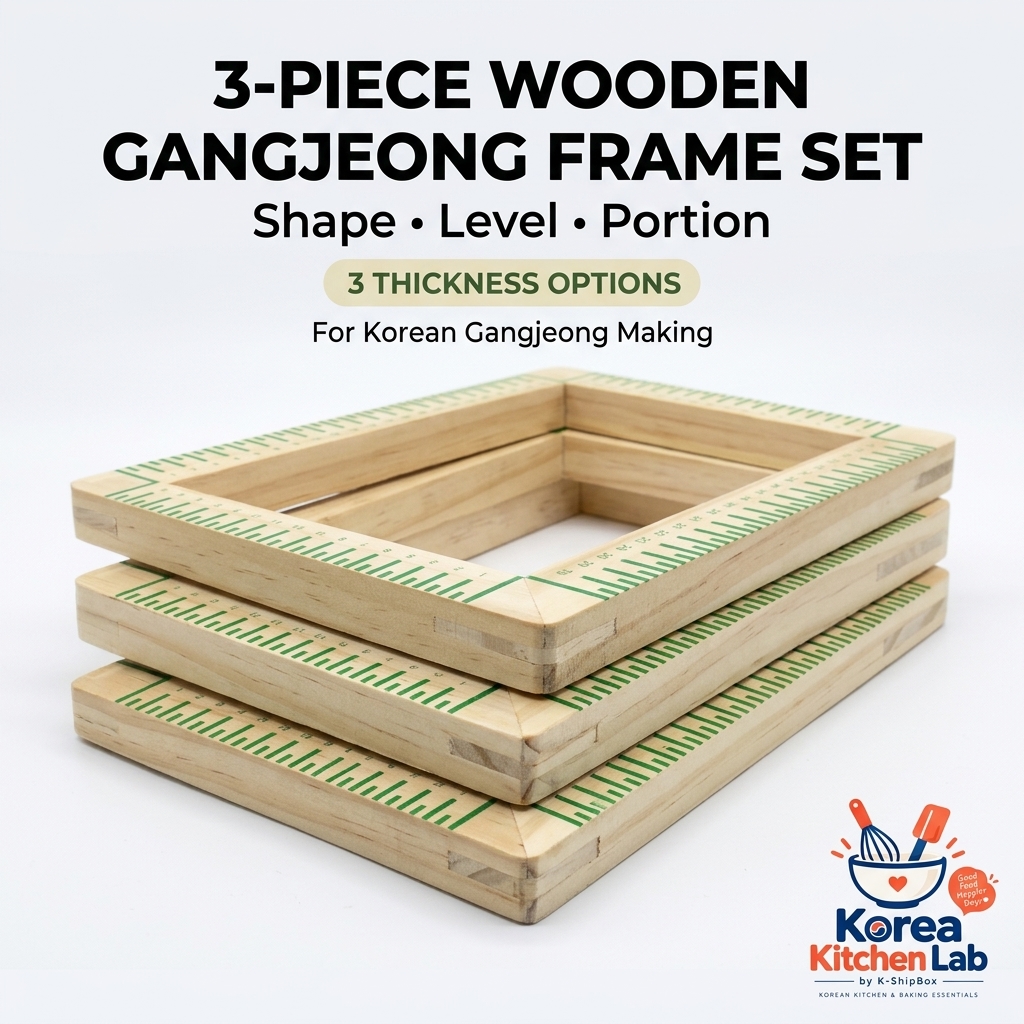 Wooden Gangjeong Mold + Rolling Pin 3pc